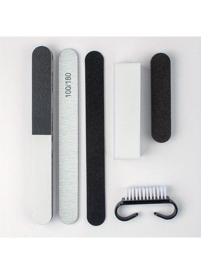 مجموعة مانيكير الأظافر السوداء مع كتل تلميع وملفات وفرشة مقاس واحد - Image 1