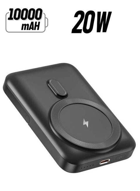 10,000 Mag Safe Power Bank With Stand  (PD20W+Magnetic Wireless 15W ) Black