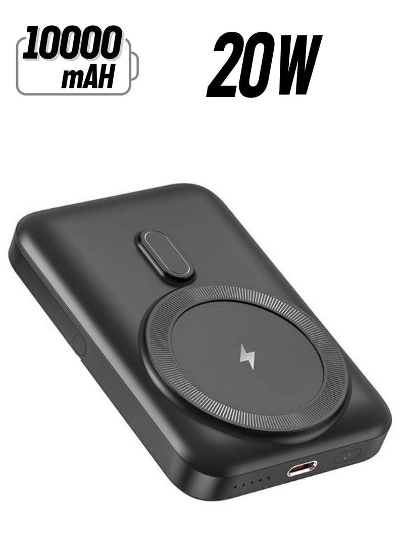 iOsuite 10,000 Mag Safe Power Bank With Stand  (PD20W+Magnetic Wireless 15W ) Black  - Image 1