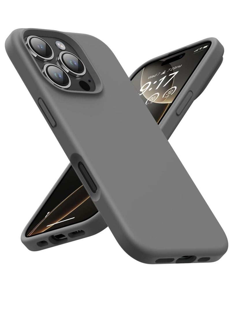 BGM Soft Liquid Silicone Gel Case for iPhone 16 Pro Max - Shockproof Protection in Dark Grey 