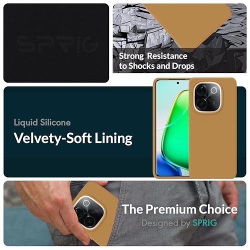 SPRIG Compatible with Vivo T3 Pro Premium SilkTone Back Cover Drop Tested Shock Proof Mobile Case for Men, Women, Boys and Girls with Camera Protection (Golden Brown) - Image 2