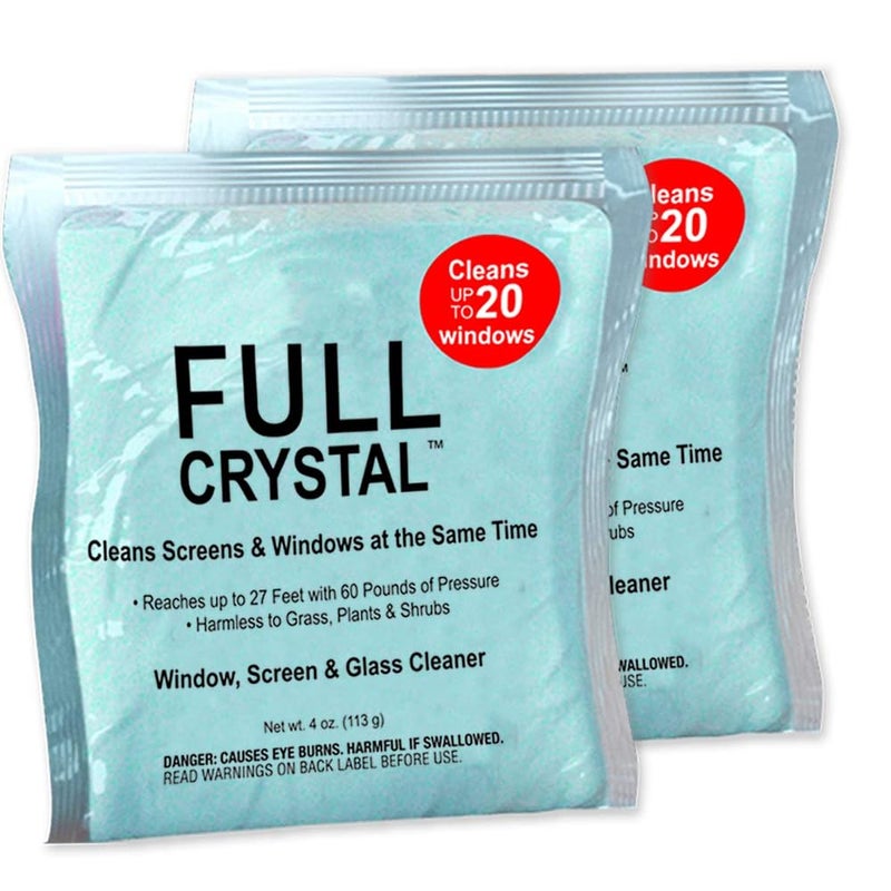 Full Crystal Refill Kit - Two 4 Oz. Crystal Powder Exterior Window Cleaner Packets for Glass and Screens (Cleans Up to 40 Windows) - Image 1