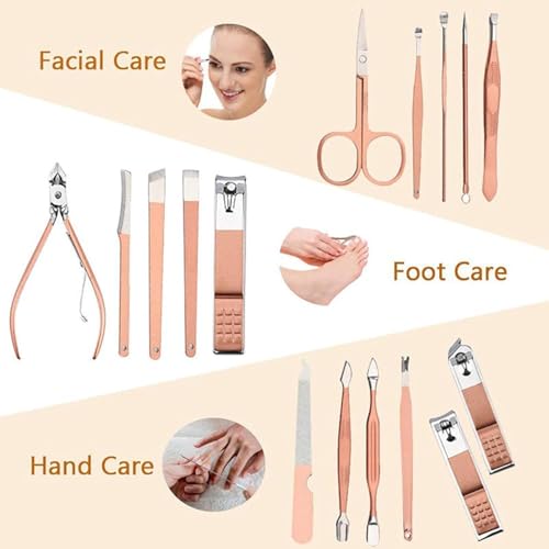 Greenhood Stainless Steel Professional Manicure Set Nail Cutter For Women Nail Scissors Luxury Grooming Kit Manicure Pedicure Kit For Women Nail Acne Remover needle (MultiColor) (16 IN 1 Manicure Set) - Image 2