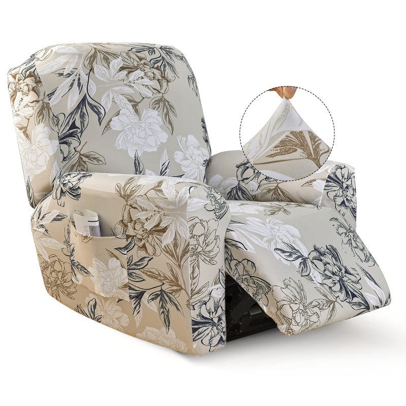 Iauddy Recliner SlipcoverStretch Soft Slip Reclining Chair Slipcovers 4Pieces Furniture Protector for Recliner with Pocket Fitted Sofa Couch Cover Lazy Boy Chair Cover