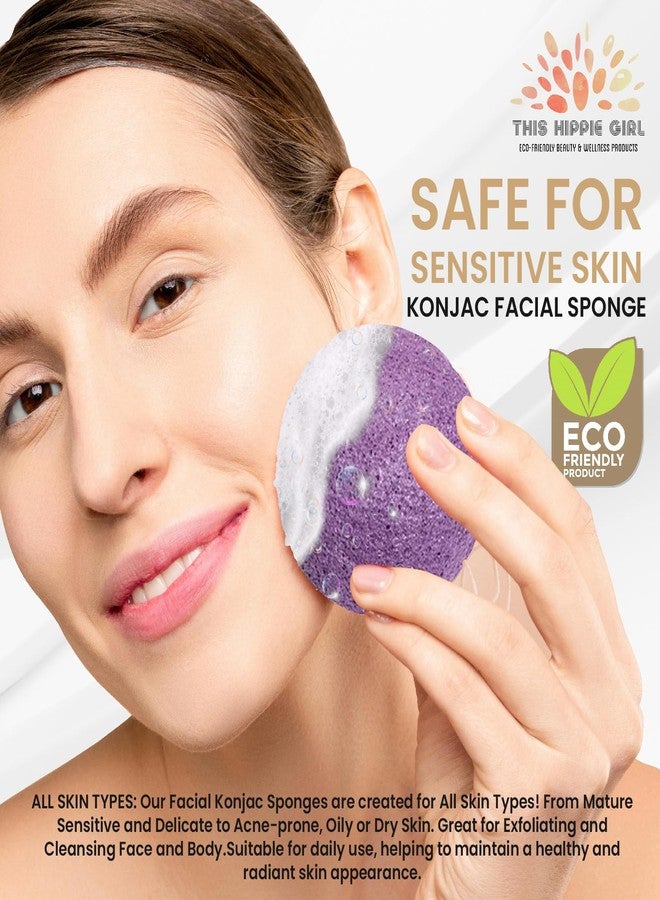 Boho Aromatic This Hippie Girl | Konjac Exfoliating Organic Facial Sponge | Plant Based Gentle Exfoliating Face Scrubbie | Safe for Sensitive Skin | Amethyst Purple (Purple) - Image 4