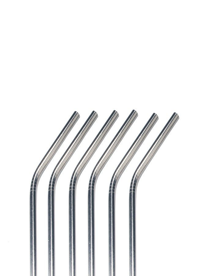 BambooMN Reusable Stainless Steel Metal Drinking Straws - 8" Bent Straws w/ 1x Cleaning Brush - 6 Pack - Image 2