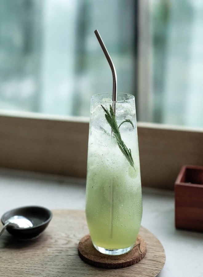 BambooMN Reusable Stainless Steel Metal Drinking Straws - 8" Bent Straws w/ 1x Cleaning Brush - 6 Pack - Image 4