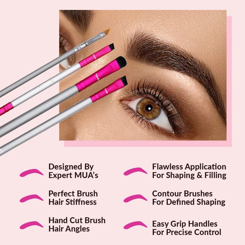 VERTEX Eyebrow Brush Kit Thin Angled - Eye Brow Concealer Contour Brush to Shape and Conceal Eyes Duo Spoolie Brushes Firm Bristles Definer for Filling Pomade Gel | Defining Arches Winged Eyeliner Stencil - Image 5