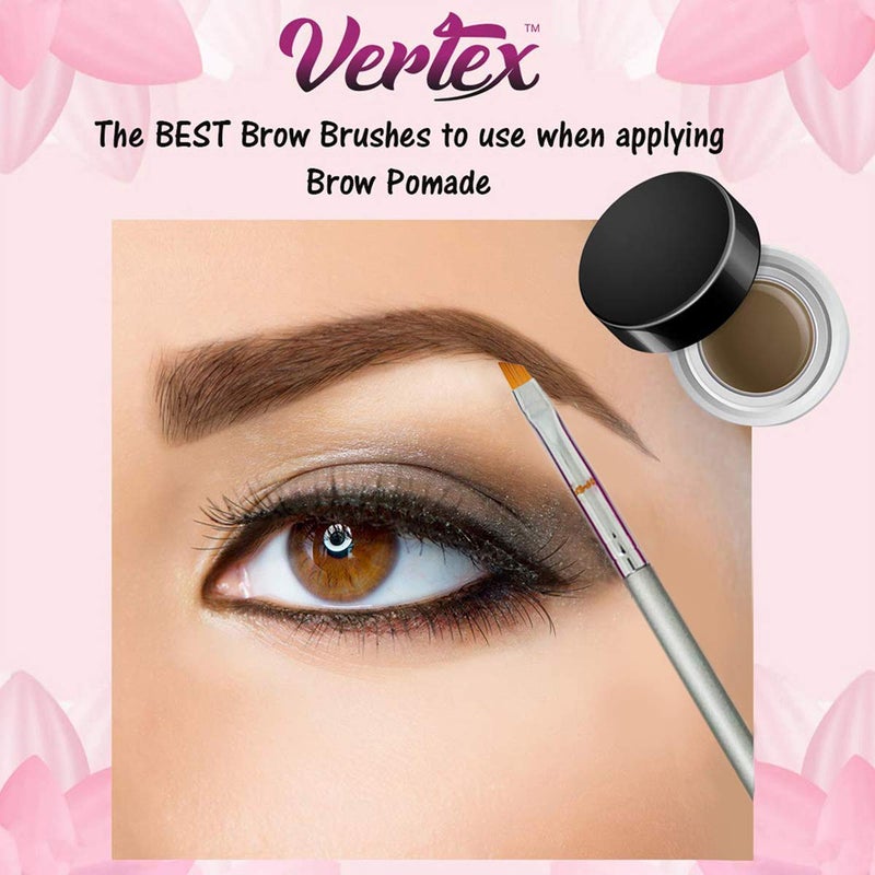 VERTEX Eyebrow Brush Kit Thin Angled - Eye Brow Concealer Contour Brush to Shape and Conceal Eyes Duo Spoolie Brushes Firm Bristles Definer for Filling Pomade Gel | Defining Arches Winged Eyeliner Stencil - Image 2