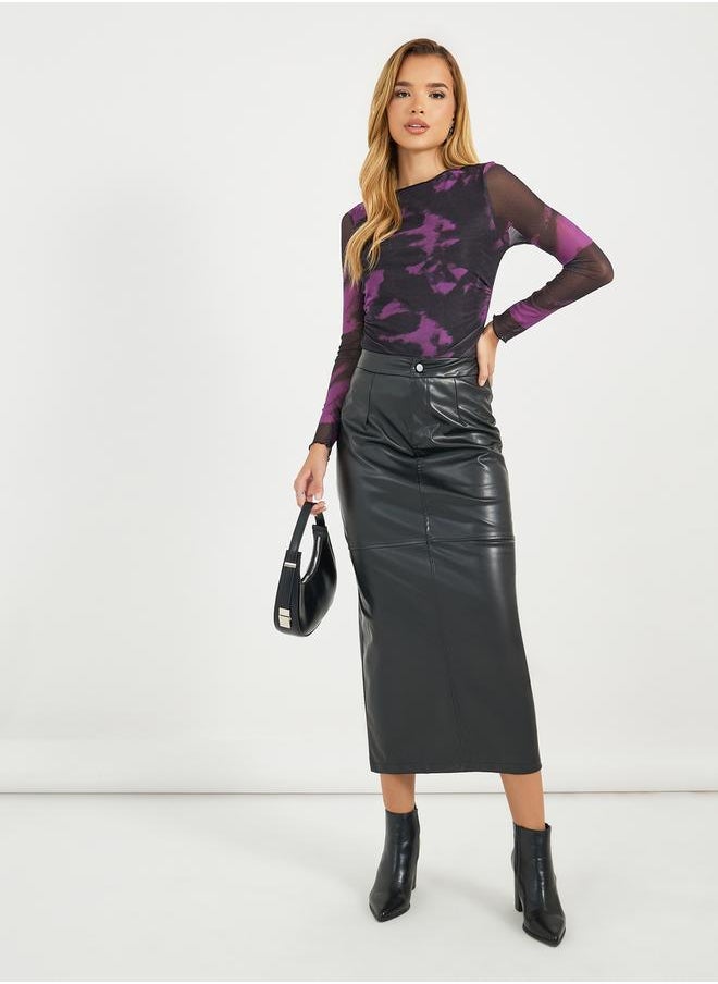Styli Leather Look Bodycon Midi Skirt  - Image 1