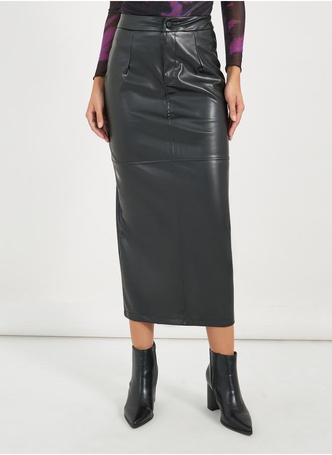 Styli Leather Look Bodycon Midi Skirt  - Image 2