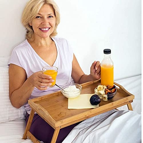 Home-It Bed Table Tray with Folding Legs - Bamboo Breakfast Tray with Handles for Bed, Sofa, Eating and Laptops, Snacking and Working - Image 5