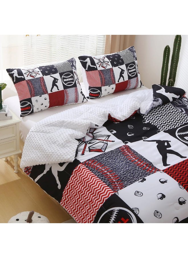 Generic Gusuhome Baseball Comforter Set Twin Size 3D Softball Sports Bedding Set for Boys Kids 3 Piece Microfiber Comforter All Season  - Image 1