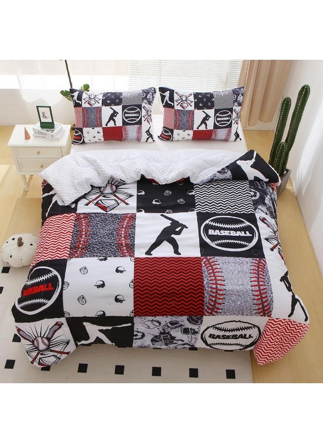 Generic Gusuhome Baseball Comforter Set Twin Size 3D Softball Sports Bedding Set for Boys Kids 3 Piece Microfiber Comforter All Season  - Image 3