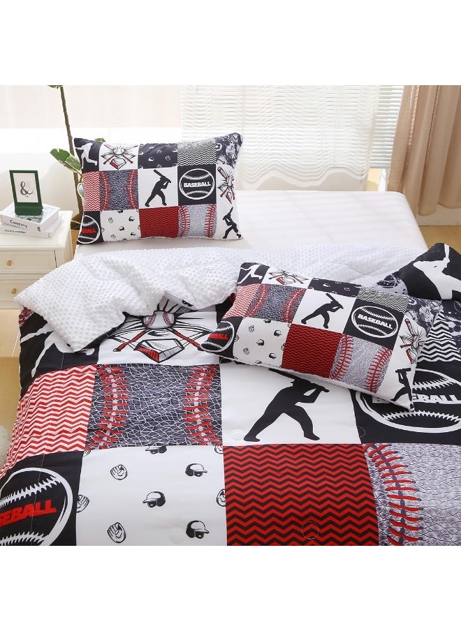 Generic Gusuhome Baseball Comforter Set Twin Size 3D Softball Sports Bedding Set for Boys Kids 3 Piece Microfiber Comforter All Season  - Image 4