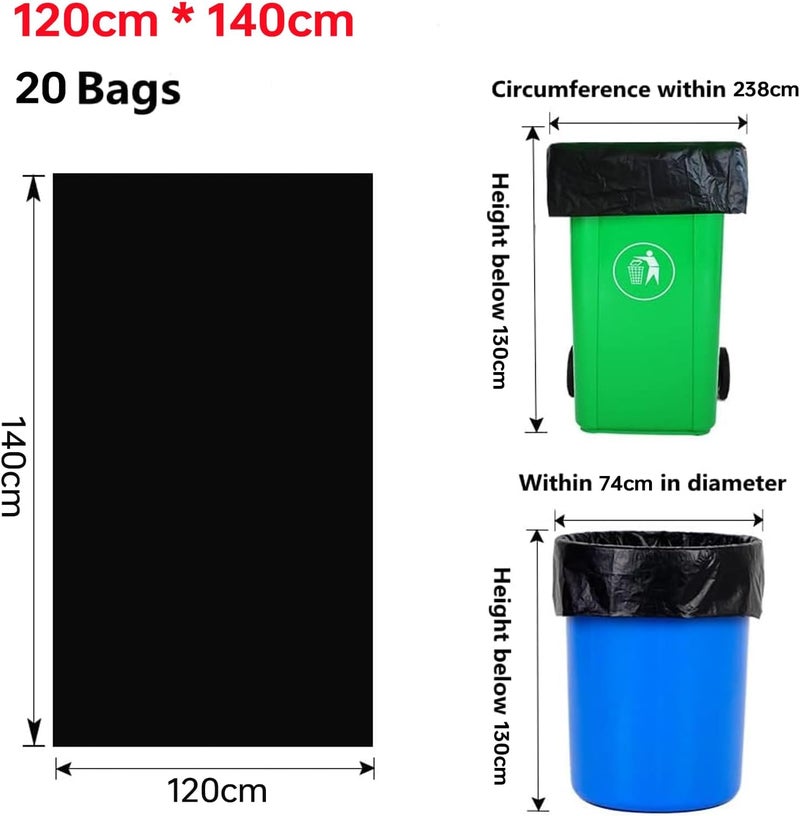Maykela Garbage Bags 64 gallons,240L Trash Bags,Large Garbage Bags Plastics Trash Can Liners Bags,Outdoor Trash Bags Large Heavy Duty Trash Can Liners Black 10 Pcs120 * 140cm - Image 3