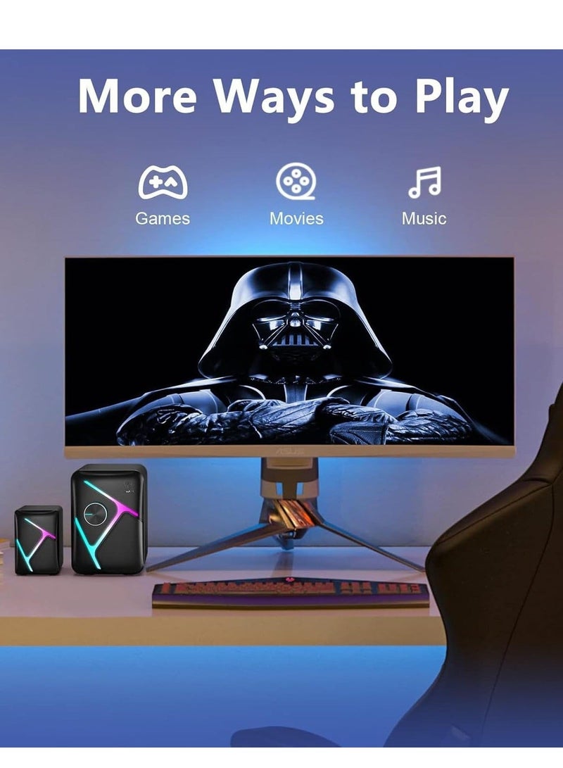 XTRIKE ME SK610 Gaming Speaker with Subwoofer –  2.1 Channels 11W Stereo sound – Dynamic Lighting effects – Wired USB Powered +3.5mm , Volume knob for PC and Laptop  | Black - Image 5