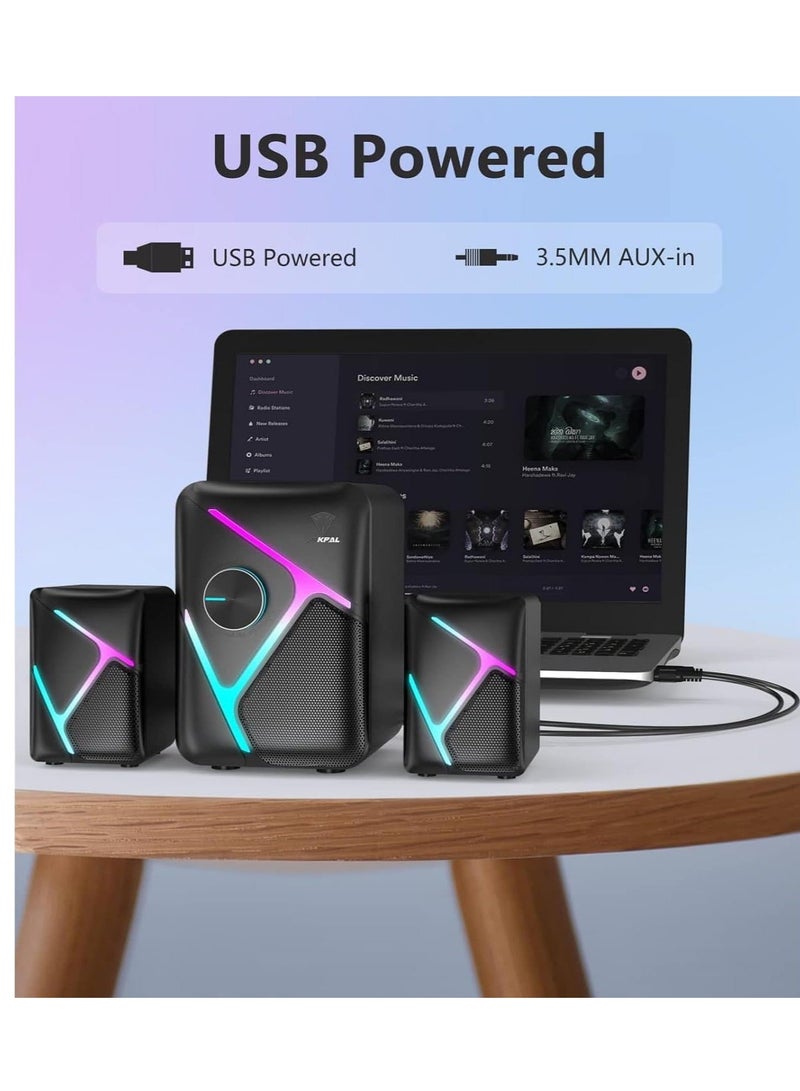 XTRIKE ME SK610 Gaming Speaker with Subwoofer –  2.1 Channels 11W Stereo sound – Dynamic Lighting effects – Wired USB Powered +3.5mm , Volume knob for PC and Laptop  | Black - Image 4