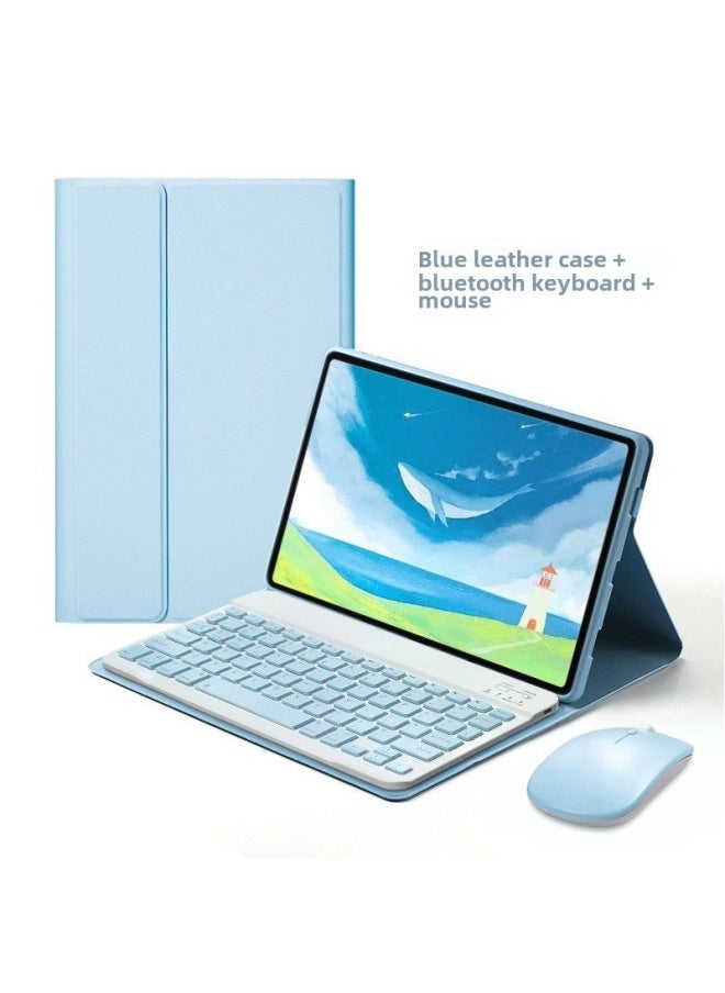 Generic For IPad10 Generation Protective Case Magnetic Suction With Pen Slot Pro11 Bluetooth Keyboard Mouse 9 Generation Tablet Protective Case-Color:Sky Blue-leather Case + Keyboard + Mouse-Applicable Model:iPad Pro12.9 Inch 2022/21/20/18 Universal  - Image 1