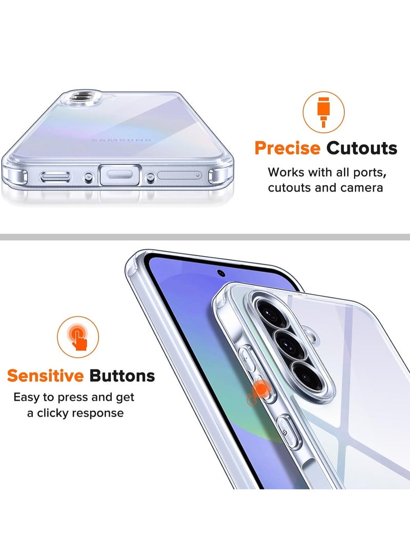 For Samsung Galaxy A36 Case, TPU Bumper + PC Hard Plate Clear Back Cover, Shockproof Protection Mobile Phone Case, Anti-Yellowing Slim Fit Protective Casing (Transparent) - Image 3