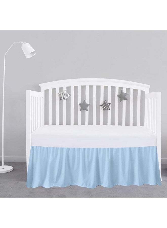 SKY BEDDINGS تنورة سرير مهد زرقاء فاتحة 28" × 52" مع انخفاض 14" - تنورة مهد مع زوايا مقسومة - تنورة سرير ناعمة لمهد الأطفال القياسي للأطفال الصغار للأولاد أو البنات - Image 1