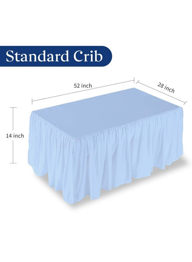 SKY BEDDINGS تنورة سرير مهد زرقاء فاتحة 28" × 52" مع انخفاض 14" - تنورة مهد مع زوايا مقسومة - تنورة سرير ناعمة لمهد الأطفال القياسي للأطفال الصغار للأولاد أو البنات - Image 2