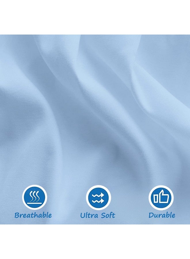 SKY BEDDINGS تنورة سرير مهد زرقاء فاتحة 28" × 52" مع انخفاض 14" - تنورة مهد مع زوايا مقسومة - تنورة سرير ناعمة لمهد الأطفال القياسي للأطفال الصغار للأولاد أو البنات - Image 5