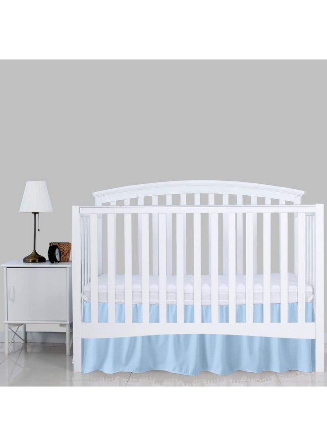 SKY BEDDINGS تنورة سرير مهد زرقاء فاتحة 28" × 52" مع انخفاض 14" - تنورة مهد مع زوايا مقسومة - تنورة سرير ناعمة لمهد الأطفال القياسي للأطفال الصغار للأولاد أو البنات - Image 3