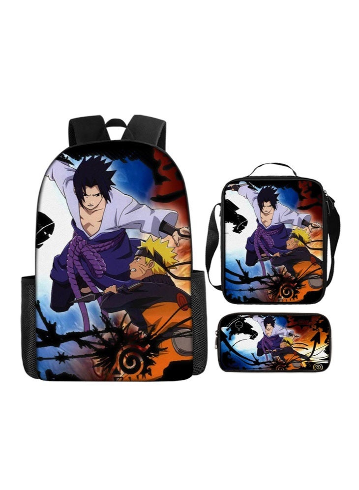 Naruto The new Naruto backpack, pencil case, shoulder bag, three-piece suit, men's and women's leisure sports travel backpack, student school backpack - Image 1