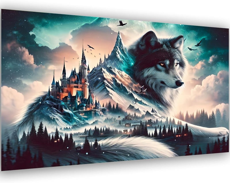 Meothan 5D Extra Large Diamond Art Kits for Adults - Wolf Diamond Painting Kits for Adults Beginners, DIY Large Size Diamond Gem Art Dots Painting Kits for Home Walls Decor Gifts 27.6x16inch - Image 1