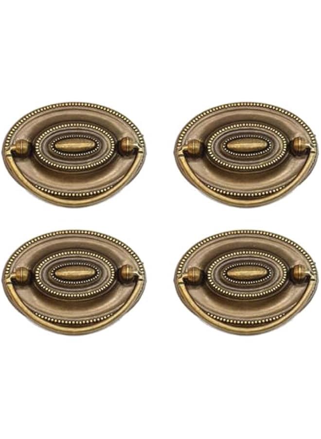 4-Pack Antique Brass Bail Drawer Pulls,Furniture Dresser Pull,Oval Drop Swing Handles for Bar Cabinet Knob Hardware - Image 1
