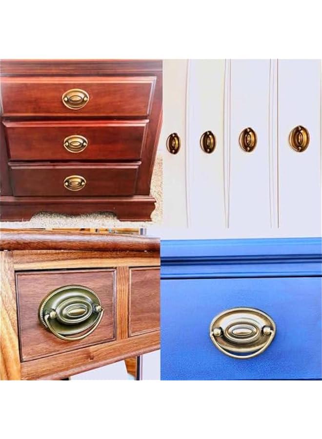 4-Pack Antique Brass Bail Drawer Pulls,Furniture Dresser Pull,Oval Drop Swing Handles for Bar Cabinet Knob Hardware - Image 3