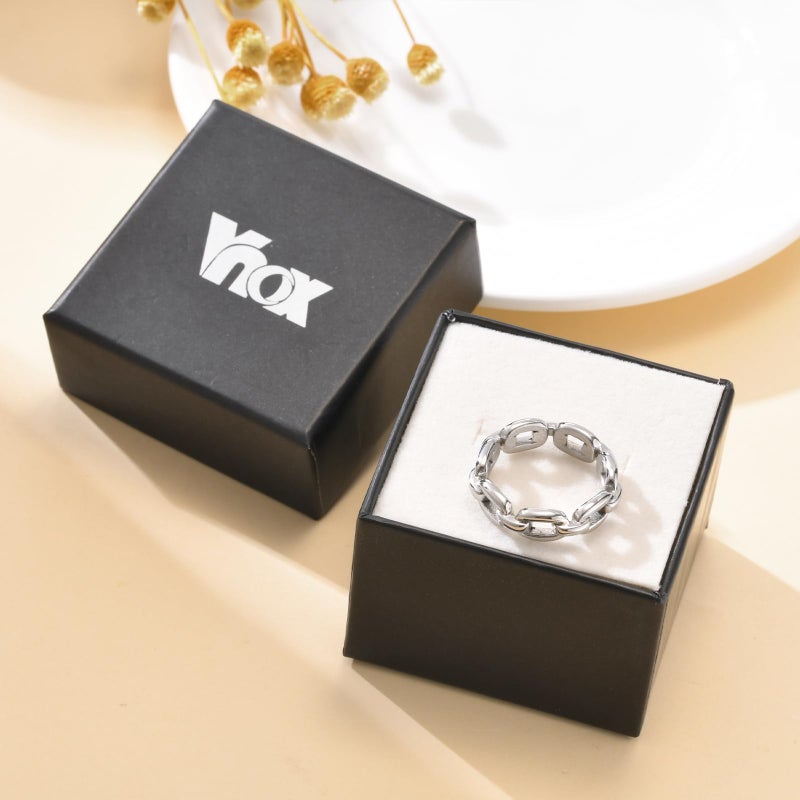 VNOX Silver Rings for Women - 14k Gold Plated Stainless Steel Chunky Statement Rings Twisted Braided Ring Stackable Rings Chunky Signet Ring for Womens Jewelry Trendy,Size 8 - Image 3