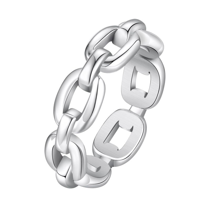 VNOX Silver Rings for Women - 14k Gold Plated Stainless Steel Chunky Statement Rings Twisted Braided Ring Stackable Rings Chunky Signet Ring for Womens Jewelry Trendy,Size 8 - Image 1