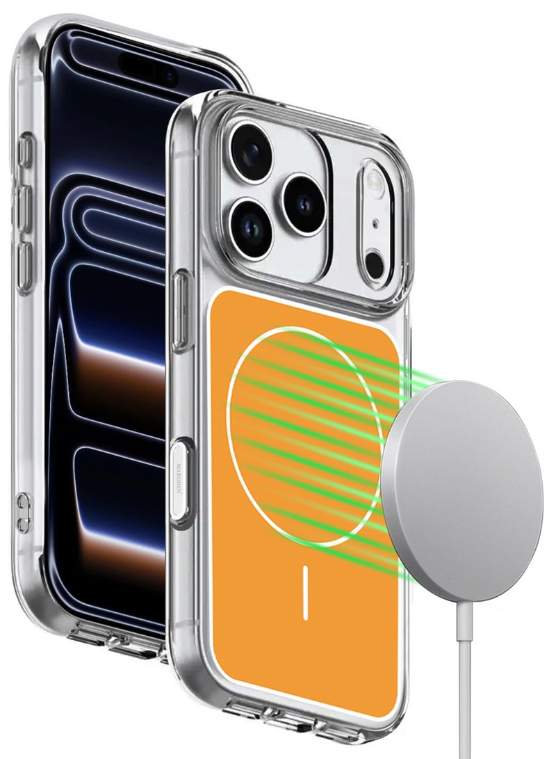 JOMILA Magnetic Case Cover for iPhone 17 Pro Max - Clear Shockproof Back Cover - Anti-Yellow Slim Protective Design - Cosmic Orange - Image 3