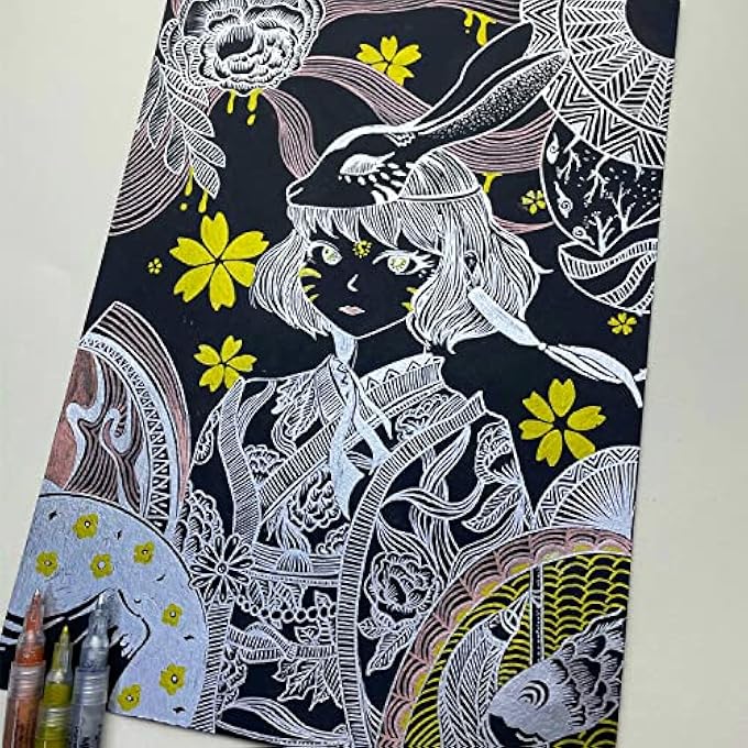 Flysea PREMIUM METALLIC MARKERS PENS - ROSE GOLD, SILVER AND GOLD PAINT PENS FOR BLACK PAPER, GLASS, ROCK PAINTING, HALLOWEEN PUMPKIN, CARD MAKING, SCRAPBOOK ALBUM, CHRISTMAS DIY ART CRAFT KIDS, SET OF 6 - Image 4