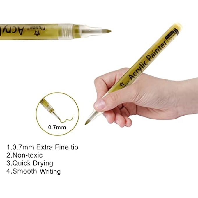 Flysea PREMIUM METALLIC MARKERS PENS - ROSE GOLD, SILVER AND GOLD PAINT PENS FOR BLACK PAPER, GLASS, ROCK PAINTING, HALLOWEEN PUMPKIN, CARD MAKING, SCRAPBOOK ALBUM, CHRISTMAS DIY ART CRAFT KIDS, SET OF 6 - Image 3