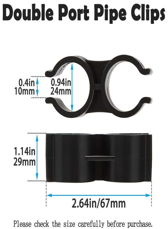 luluxing 20Pcs Black Double Port Pipe Clamps Clips 25mm/1 inch Diameter Shelf Pole Connector Chain Link Fence Panel Clamps - Image 2