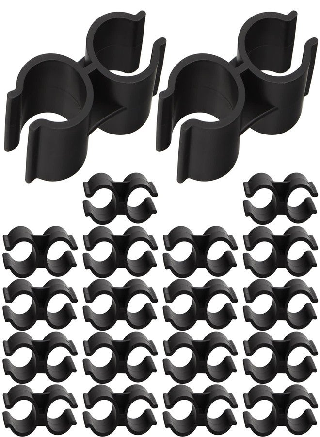 luluxing 20Pcs Black Double Port Pipe Clamps Clips 25mm/1 inch Diameter Shelf Pole Connector Chain Link Fence Panel Clamps - Image 1