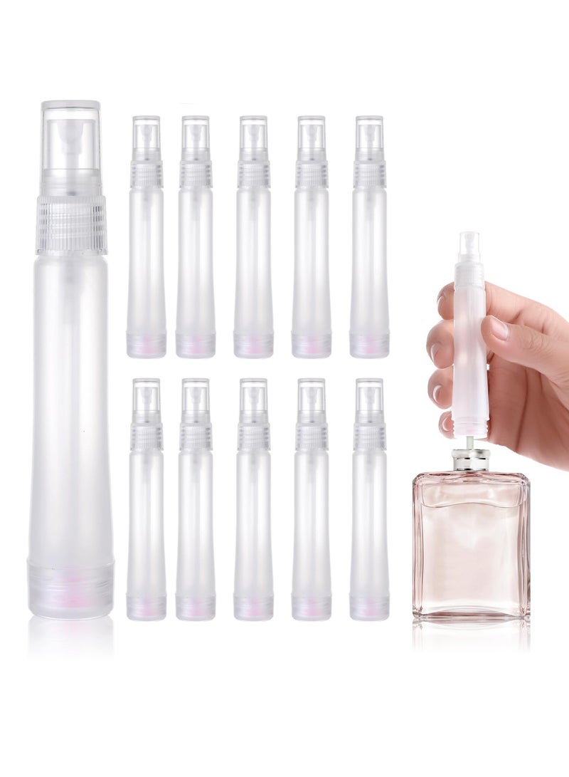 Excefore Mini Portable Spray Bottles, Refillable Travel Size Perfume Bottles, Small Empty Sample Containers, Plastic Frosted Atomizers for Makeup, Water, Perfume, Hair (12 Pcs, 10ml/0.34 oz)  - Image 1