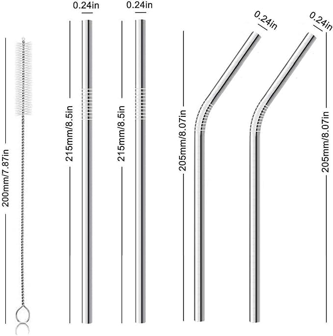 LYONORA LYONORA 8 Pack Extra Long Metal Replacement Straws for Stanley 40oz Adventure Travel Tumbler 304 Stainless Steel Reusable Drinking Straws with Clean Brush Compatible with Stanley Quencher - Image 3