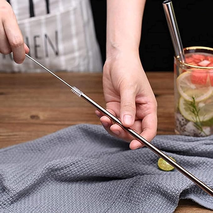 LYONORA LYONORA 8 Pack Extra Long Metal Replacement Straws for Stanley 40oz Adventure Travel Tumbler 304 Stainless Steel Reusable Drinking Straws with Clean Brush Compatible with Stanley Quencher - Image 5