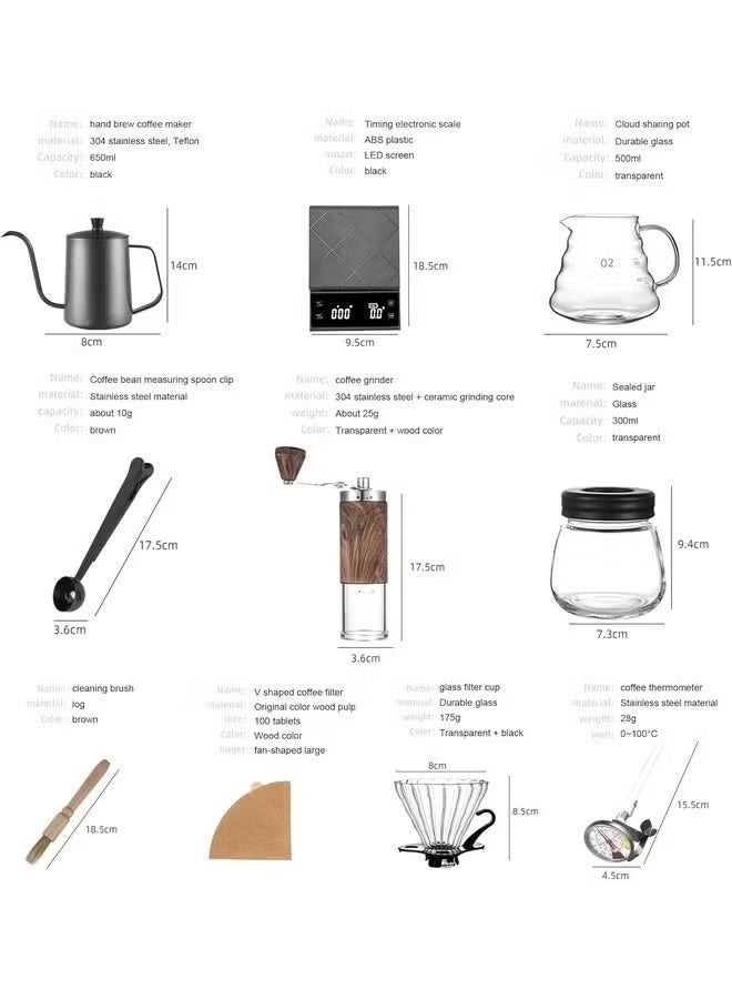 جاجيك All-in-One Pour Over Coffee Maker Set with Kettle, Scale, Server, Grinder, Filter Paper, and Ceramic Cup – Perfect for Travel, Camping, and Home Use – Compact, Portable Coffee Brewing Kit for Fresh, Barista-Quality Coffee Anywhere - Image 2