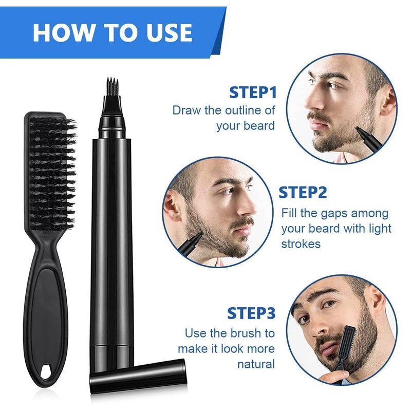 Generic JUKTI EMPIRE Beard Pencil Filler For Men Barber Styling Pen with Bristle Beard Brush Waterproof Sweat Proof Natural Shaping Up for Men Beard Moustache Eyebrows - Image 3