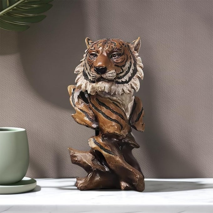 Resin Tiger Head Bust Statue Sculpture Frgurine Gift for Home Office Living Room Desktop Display Decorative Decoration