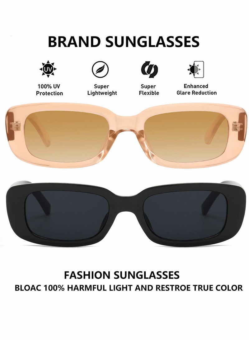 Retro Rectangle Sunglasses for Women and Men, Vintage Small Square Frame with UV400 Protection, 90s Fashion Driving Glasses, Narrow Square Sun Glasses - Image 4