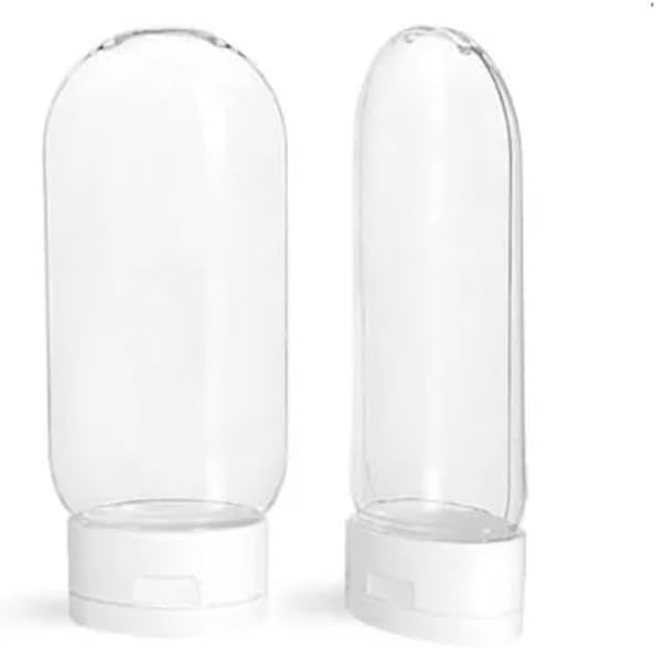 12-Pack - 4 oz Clear PET Tottle Bottles with White Snap Top Caps, Ideal for Creams, Lotions, Cosmetics & More - Great for Travel and Camping - Makes a Great condiment Bottle -Made in USA