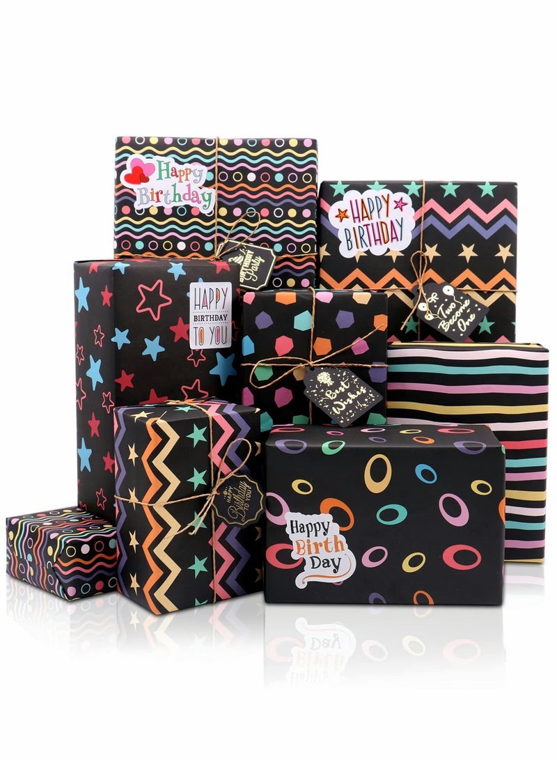 SYOSI Gift Wrap, Birthday Wrapping Paper, Recycled Gift Wrapping Paper, Gift Wrap Set for Birthday, Bridal Baby Shower, Weddings, Graduations, Women, Men, Boy, Girl, All Occasion - Image 1