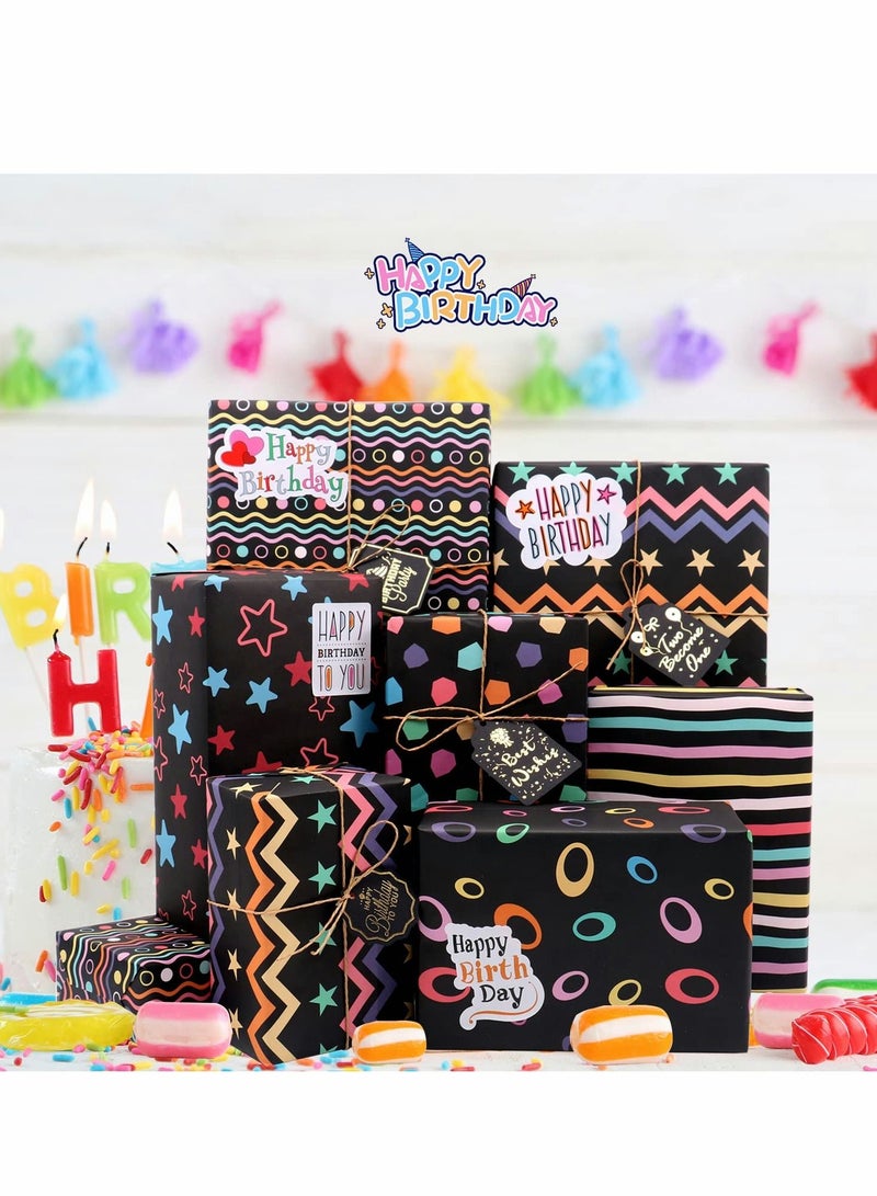 SYOSI Gift Wrap, Birthday Wrapping Paper, Recycled Gift Wrapping Paper, Gift Wrap Set for Birthday, Bridal Baby Shower, Weddings, Graduations, Women, Men, Boy, Girl, All Occasion - Image 4