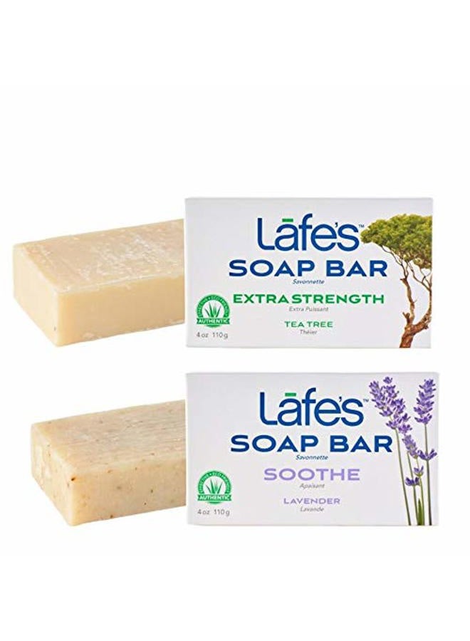Natural Body Care | Bar Soap Sampler Pack - Soothe & Extra Strength | Cold Pressed, Vegan, Nourishing Bar Soap; 2 Pack (4oz each)